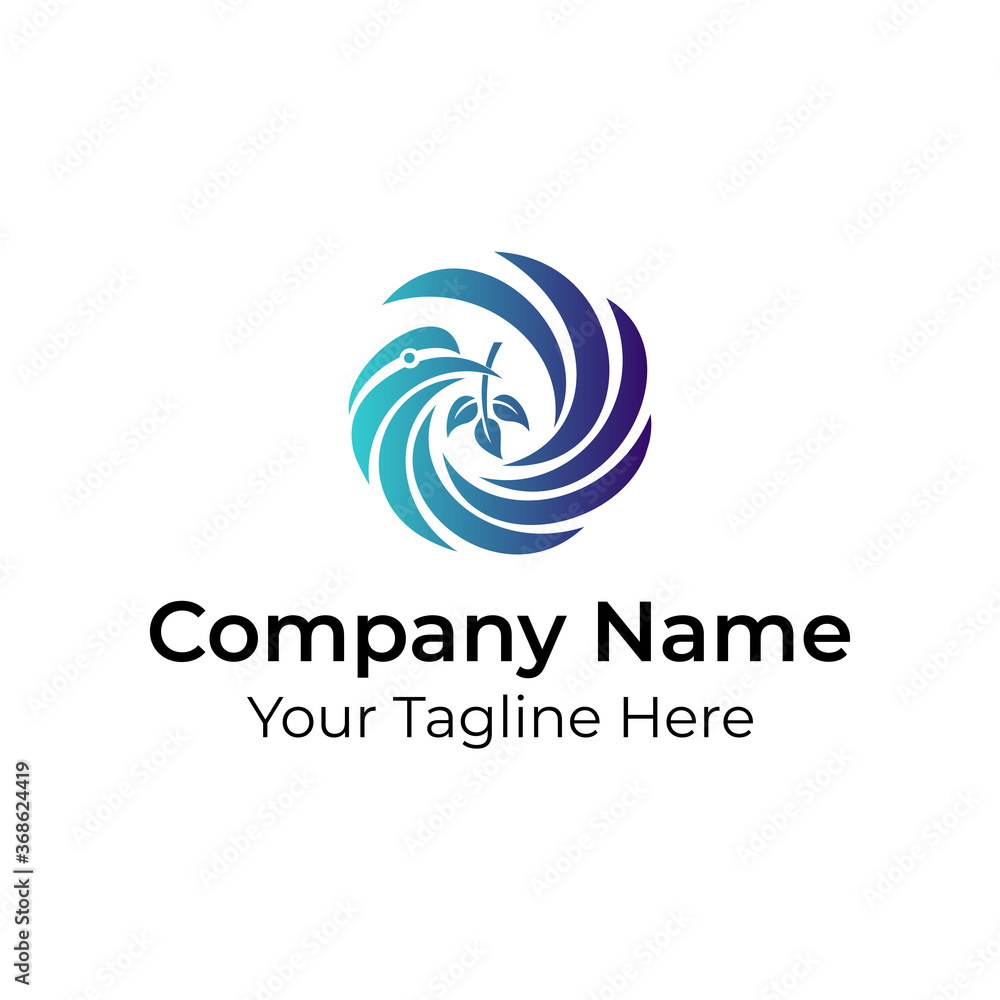 Obraz premium Spiral Leaf Simple Logo Vector