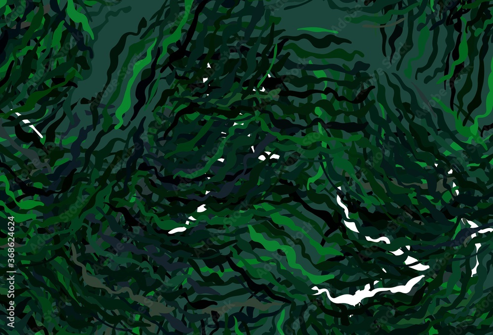 Dark Green vector texture with bent lines. Dark Green vector texture with bent lines.