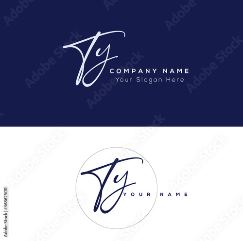 T Y TY  Initial letter handwriting and signature logo. Beauty vector initial logo .wedding, fashion, jewerly, boutique, floral and botanical