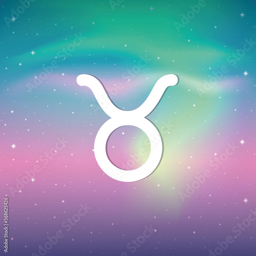 zodiac sign taurus horoscope in colorful starry sky vector illustration EPS10