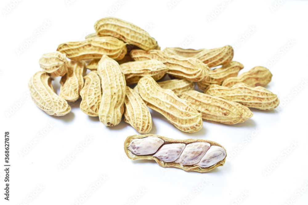 boiled peanuts peel out on white background boiled peanuts peel out on white background