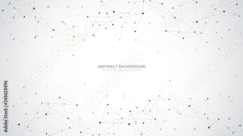 Abstract polygonal background with connecting dots and lines. Global network connection, digital technology and communication concept.