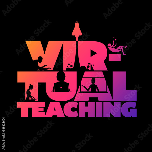Virtual teaching concept typographic design