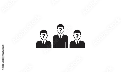 People icon and blank area for some person with question mark symbol.