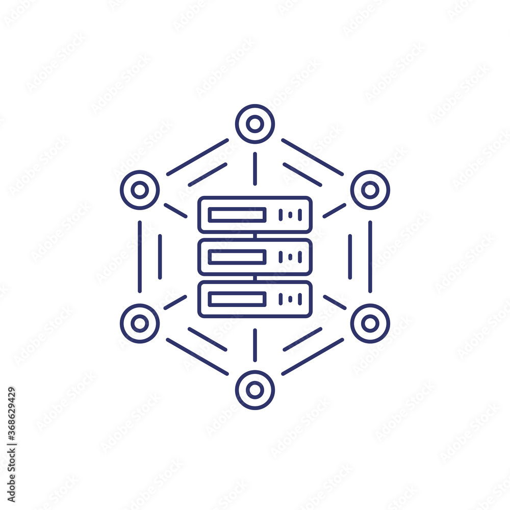 mainframe, server, hosting service line icon on white mainframe, server, hosting service line icon on white