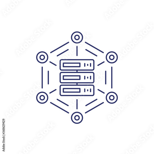 mainframe, server, hosting service line icon on white