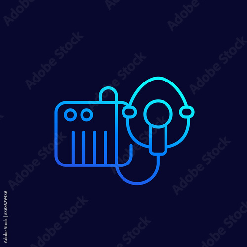 nebulizer, inhaler with mask line vector icon