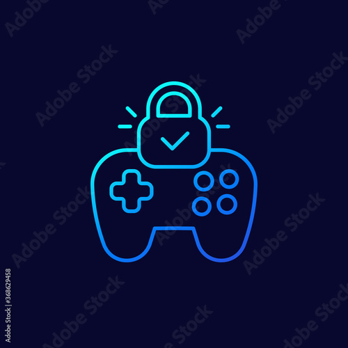 Parental control for video games line icon