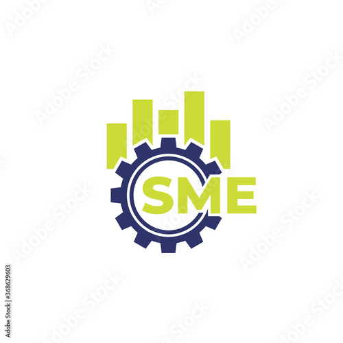 SME, small and medium enterprise, vector icon with gear and chart
