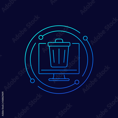 Trash bin, deleted files line icon