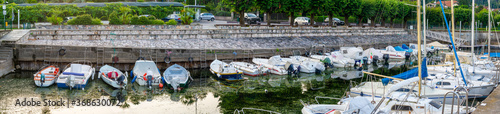 Wallpaper Mural Panorama of harbor with boats moored in lake maggiore Torontodigital.ca