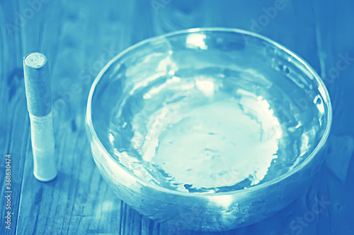 Tibetan singing bowl of water / traditional yoga health accessories golden