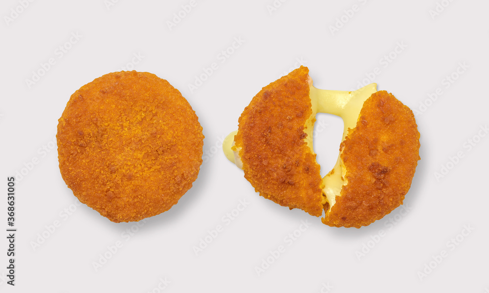 Fried cheese on a white background Fried cheese on a white background