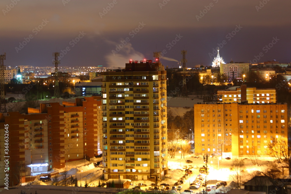 Fototapeta premium night city lights shooting from above