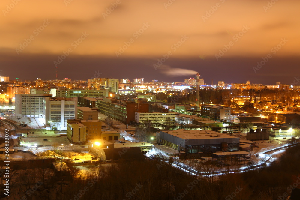 night city lights shooting from above