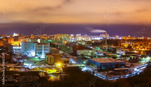 night city lights shooting from above