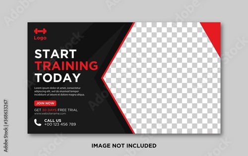Gym & fitness social media banner web template