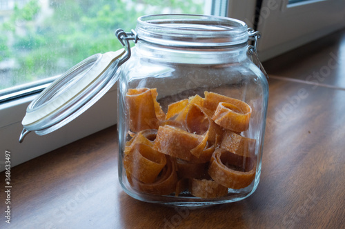 apple candy in a glass jar