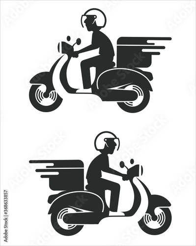 A collection of motorcycle sender packages / goods or delivery service.