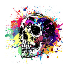Acrylglasbilder Graffiti abstract colorful background with skulls  © reznik_val