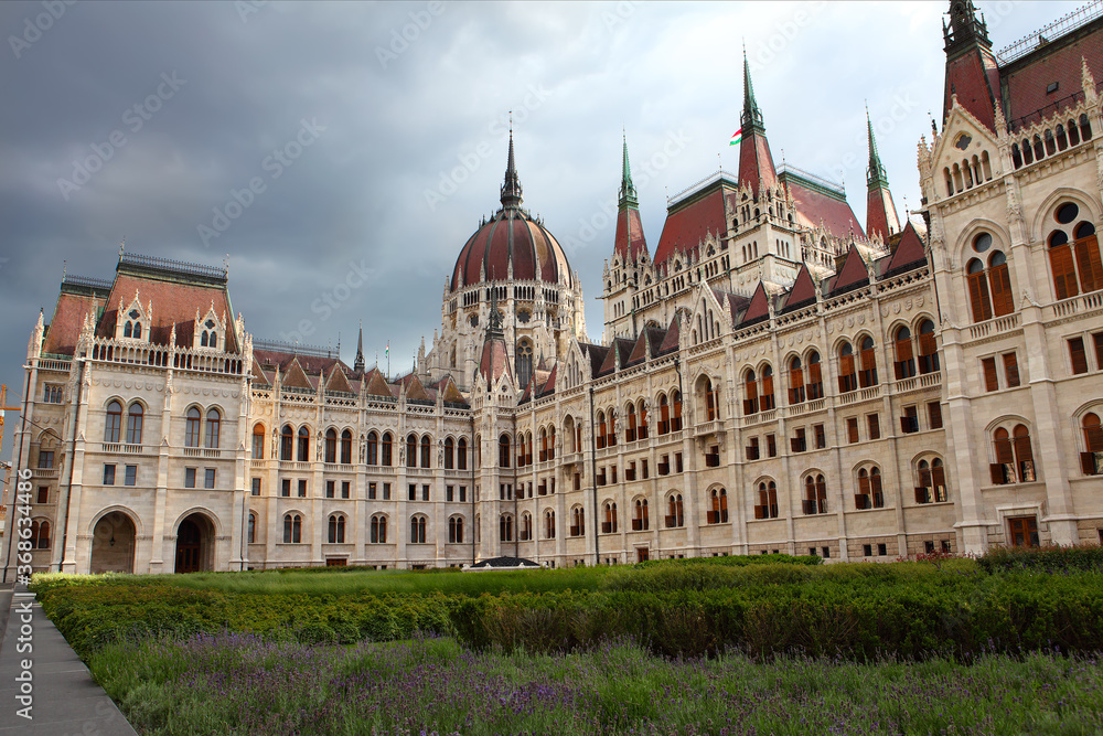 Famous building of Hungarian Parliament in Budapest.