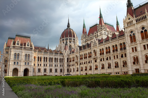 Famous building of Hungarian Parliament in Budapest.