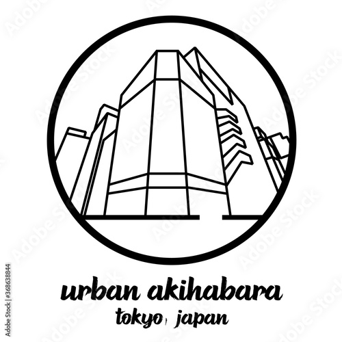 Fototapet Circle icon line urban Akihabara. vector illustration