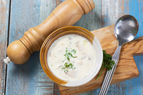 A cup of Mushroom cream soup