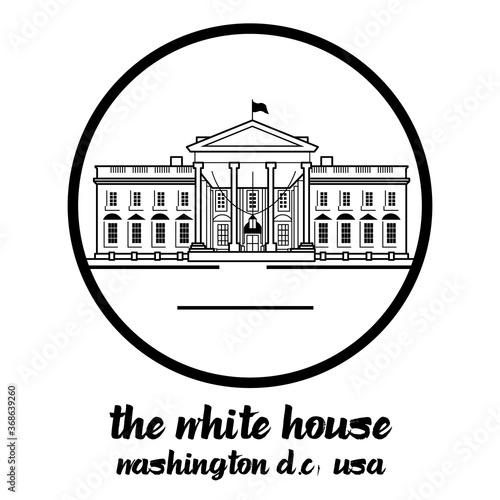 Circle Icon white house. vector illustration