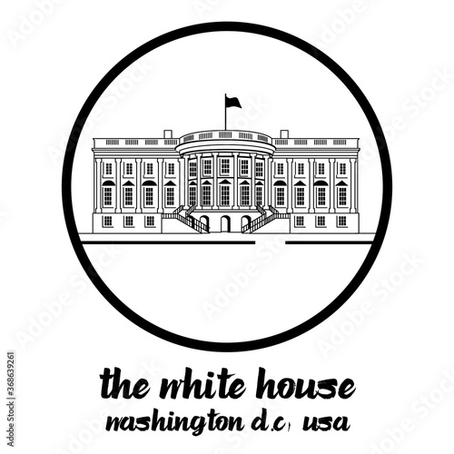 Circle Icon white house. vector illustration