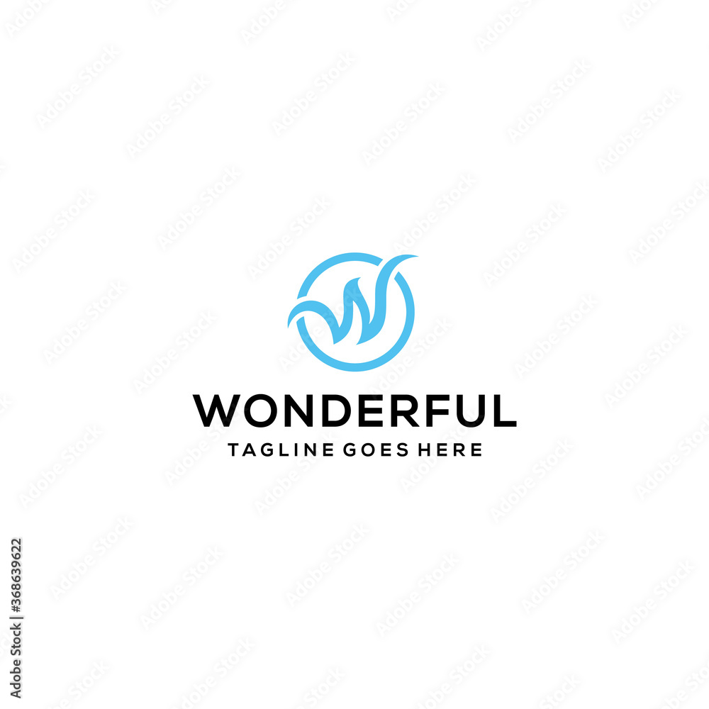 Creative Illustration modern W sign wave logo design template
