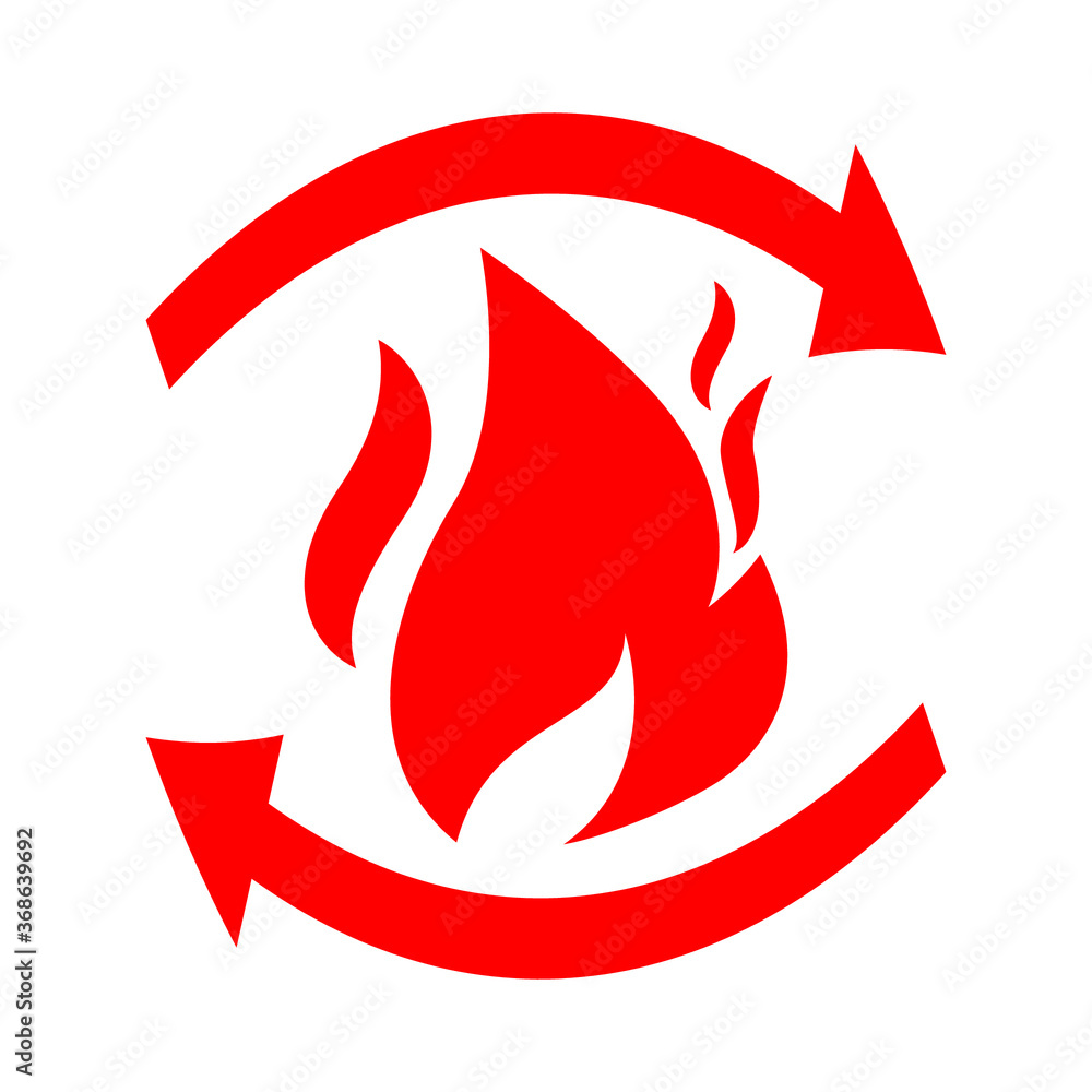 Fire and red circular arrows on a white background, vector Fire and red circular arrows on a white background, vector