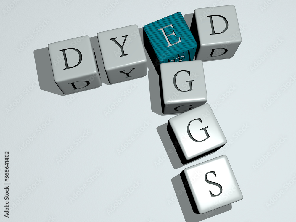 combination of easter: DYED EGGS built by cubic letters from the top perspective, excellent for the concept presentation. background and blue combination of easter: DYED EGGS built by cubic letters from the top perspective, excellent for the concept presentation. background and blue