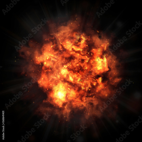 Big explosion. Bright explosion on a black background.