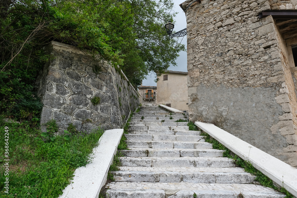 historic center of the village of Rocca caramanico in the Majella mountain area in Abruzzo Italy