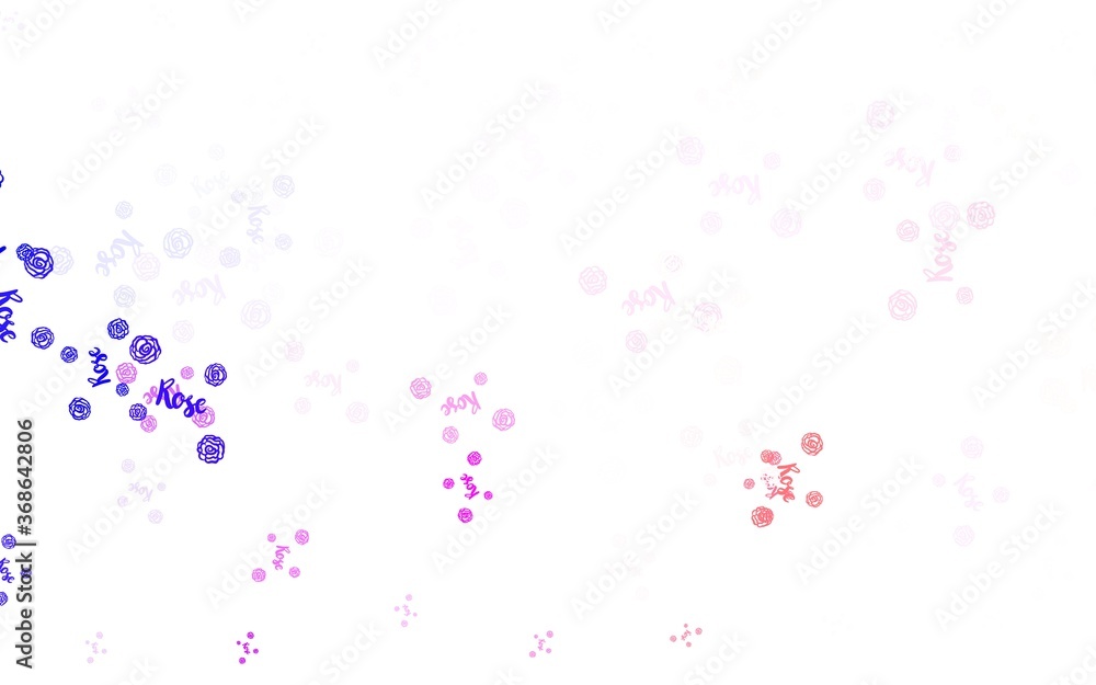Light Blue, Red vector abstract pattern with flowers, roses. Light Blue, Red vector abstract pattern with flowers, roses.