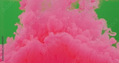 pink paint on green screen transistion