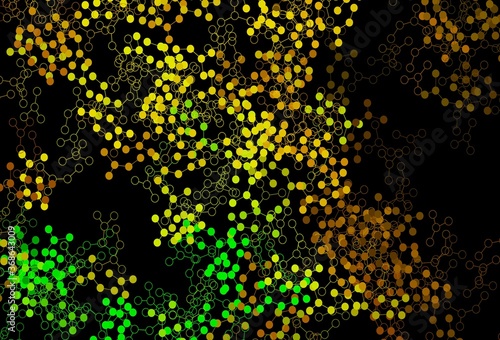 Dark Green  Yellow vector backdrop with artificial intelligence data.
