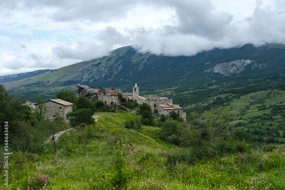 town of Rocca caramanico in the Majella mountain area in Abruzzo Italy