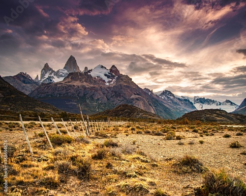 Photography Looking at Mt Fitz Roy in Patagonia during sunset.