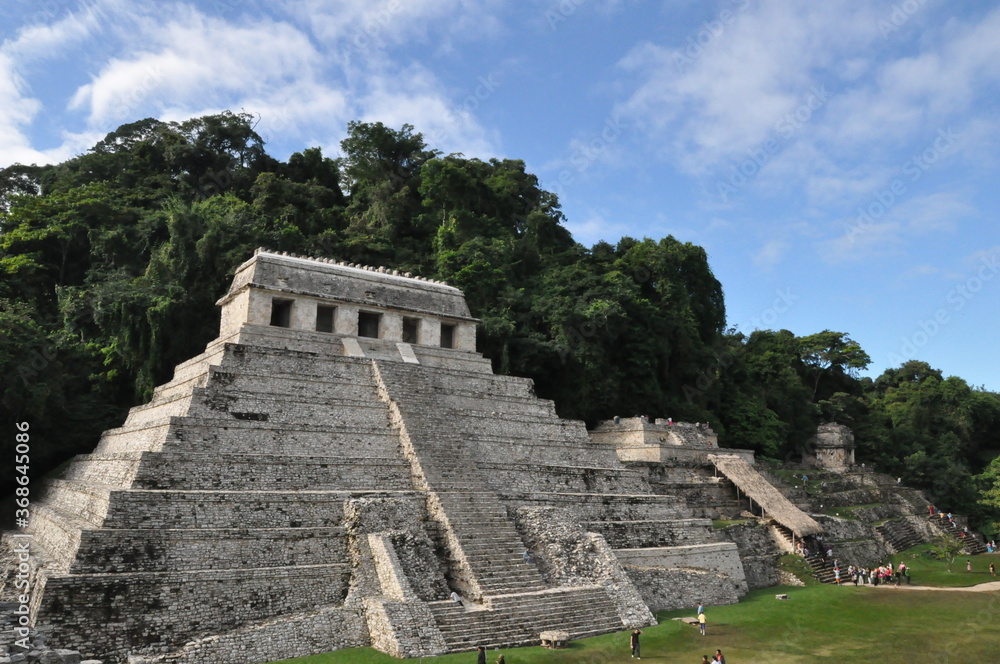 Pyramid Maya Temple of the sun, Palenque archaeological site, Mexico
