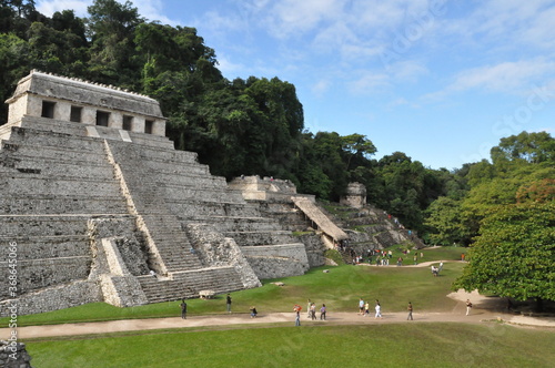 Pyramid Maya Temple of the sun, Palenque archaeological site, Mexico
