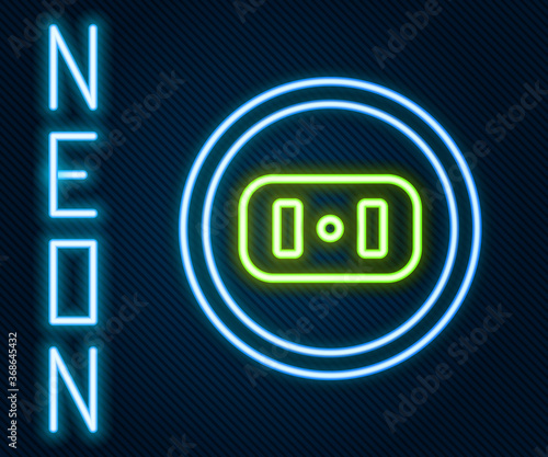 Glowing neon line Electrical outlet icon isolated on black background. Power socket. Rosette symbol. Colorful outline concept. Vector Illustration.