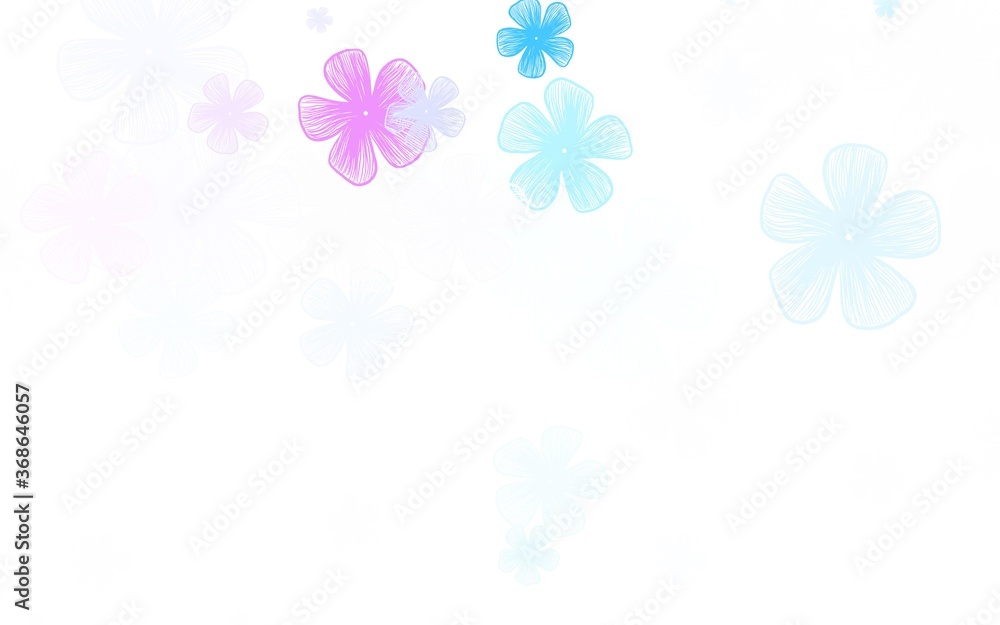 Light Purple, Pink vector doodle pattern with flowers.