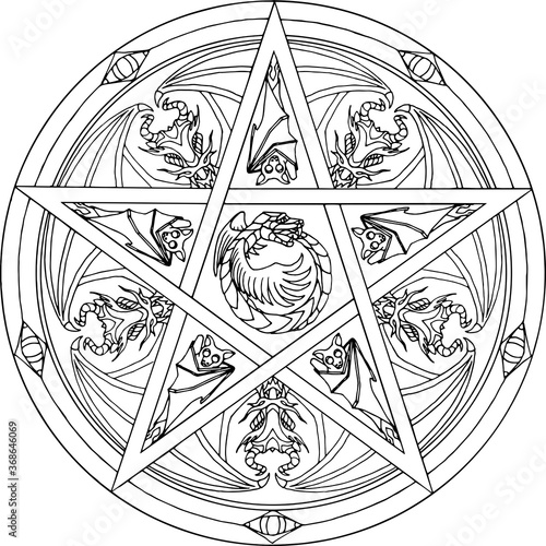 Mandala Dragon Pentagram