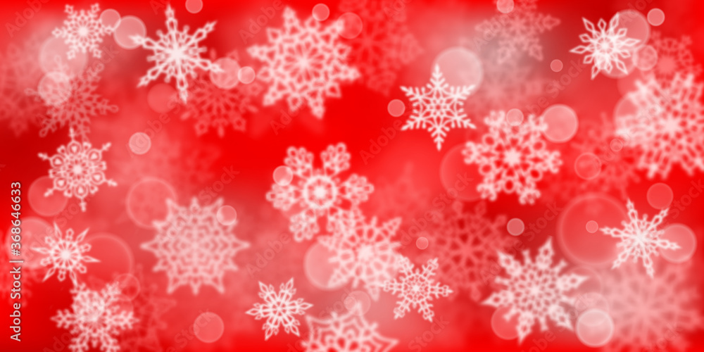 Christmas background of blurry snowflakes in red colors Christmas background of blurry snowflakes in red colors