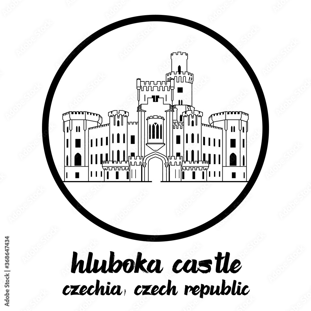 Circle icon line Hluboka Castle . vector illustration