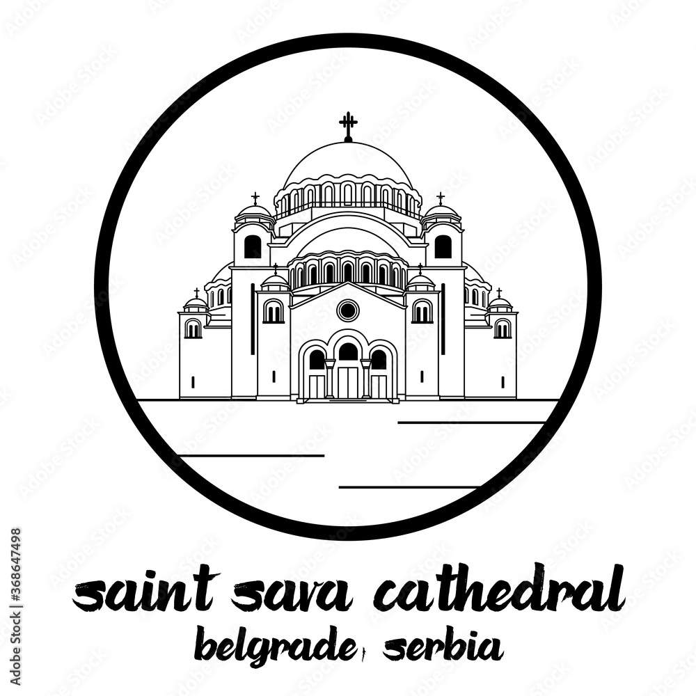 Circle icon line  Saint Sava Cathedral. vector illustration