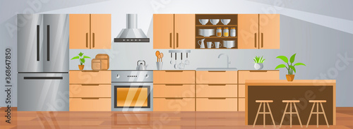 room decoration of kitchen with gradient design