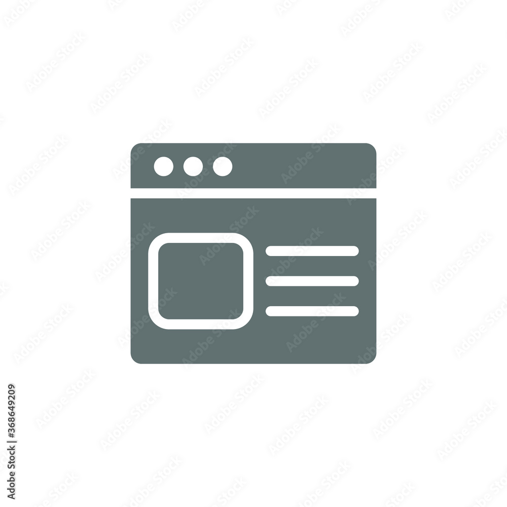Web window icon solid. Internet browser web page outline. Linear style sign for mobile concept, web design. Browser window simple line, logo. Vector illustration Design on white background. EPS 10 Web window icon solid. Internet browser web page outline. Linear style sign for mobile concept, web design. Browser window simple line, logo. Vector illustration Design on white background. EPS 10